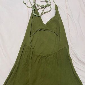 Open back olive color shirt